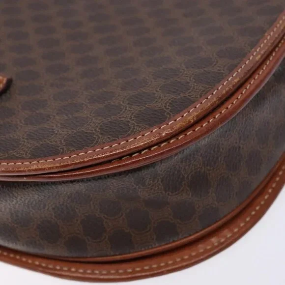 Authentic CELINE Macadam Canvas Shoulder Bag PVC Leather Brown Gold - Picture 2 of 16